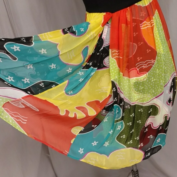 DVF Colorful Silk Asti Party Dress Strapless Midi Mod Sexy Flirty Style Designer - Picture 5 of 8